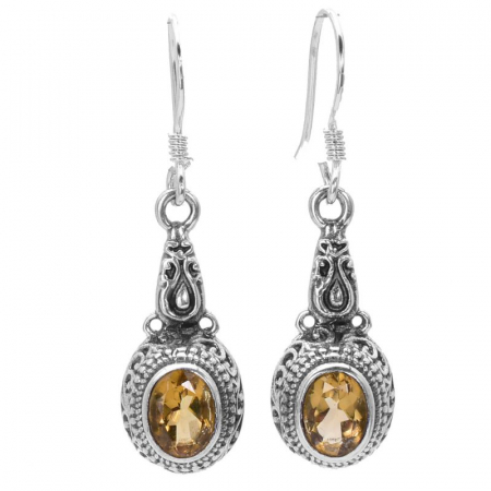 Cercei cu citrin din argint, model filigran [0]