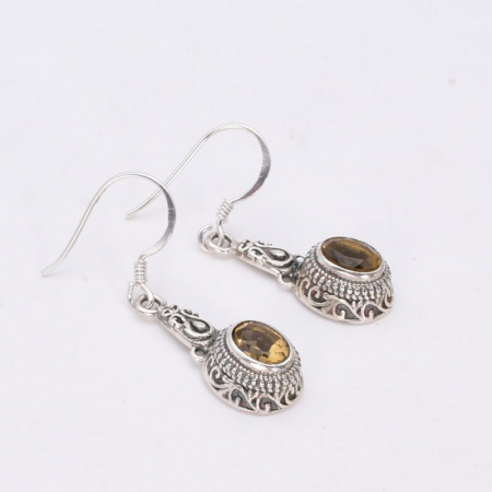 Cercei cu citrin din argint, model filigran [2]
