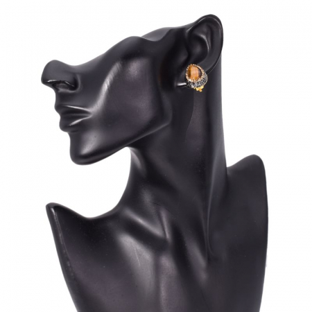 Cercei cu clips din argint - ochi de tigru, hematit, CZ [1]