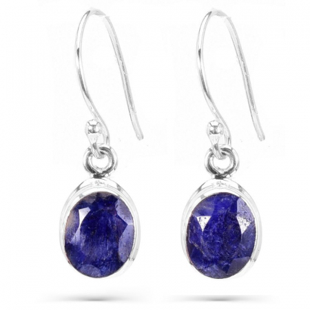 Cercei cu safir albastru oval din argint [0]