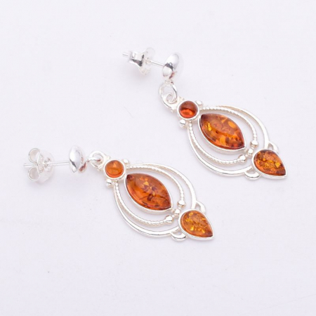 Cercei de argint cu chihlimbar baltic coniac [2]