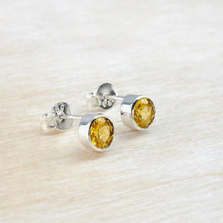 Cercei de argint cu citrin rotund [1]