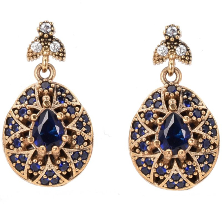 Cercei argint cu pietre - Cercei de argint cu CZ albastru, para Regina Anatoliei