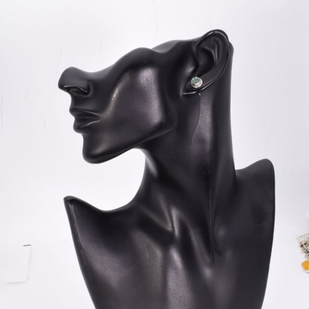 Cercei de argint cu jad verde brut, rotund [1]