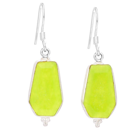 Bijuterii pietre semipretioase - Cercei de argint cu jad verde lime
