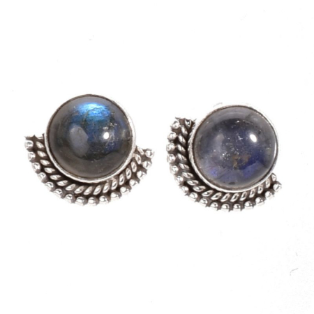 Bijuterii pietre semipretioase - Cercei de argint cu labradorit Evantai