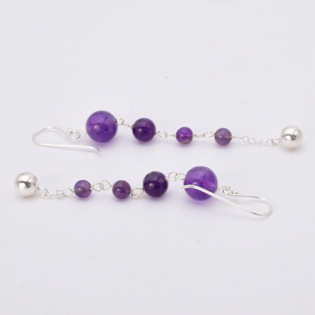 Cercei de argint cu margele de ametist Eleganta Cristalina [2]