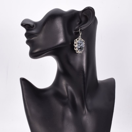 Cercei de argint cu obsidian fulg de nea [1]