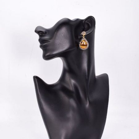 Cercei de argint cu ochi de tigru, hematit, CZ [1]