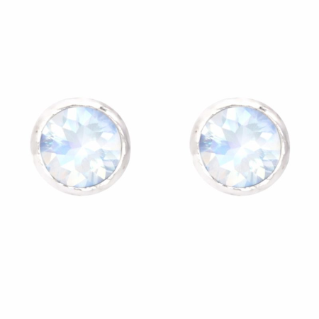 Cercei de argint cu piatra lunii rotund