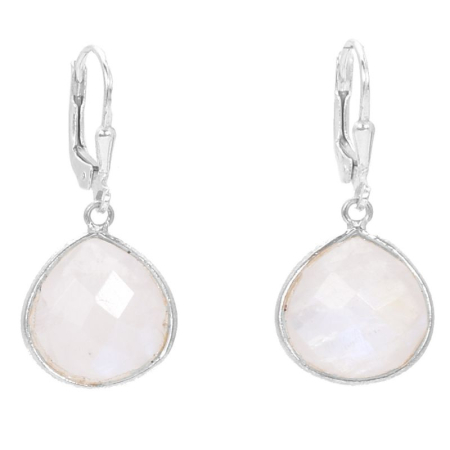 Bijuterii pietre semipretioase - Cercei de argint cu tortita leverback, piatra lunii