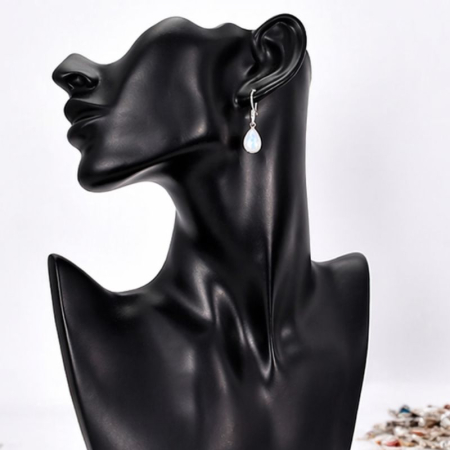 Cercei de argint cu tortita leverback, piatra lunii [1]