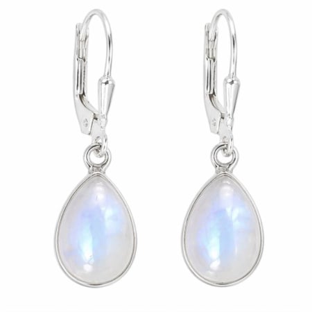 Cercei de argint cu tortita leverback, piatra lunii