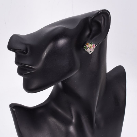 Cercei de argint cu turmalina multicolor, floral [2]