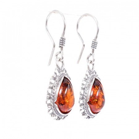Cercei argint chihlimbar cognac Dantela [1]