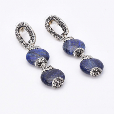 Cercei de argint eleganti cu lapis lazuli, hematit si CZ [3]