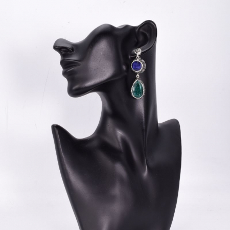 Cercei de argint cu rubin, safir, hematit si CZ [1]