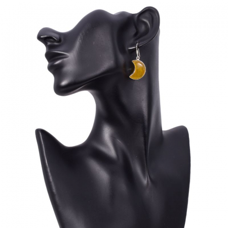 Cercei de argint cu pietre jad galben Semiluna [1]