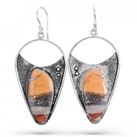 Cercei de argint lungi statement cu pietre jasp maligano [0]