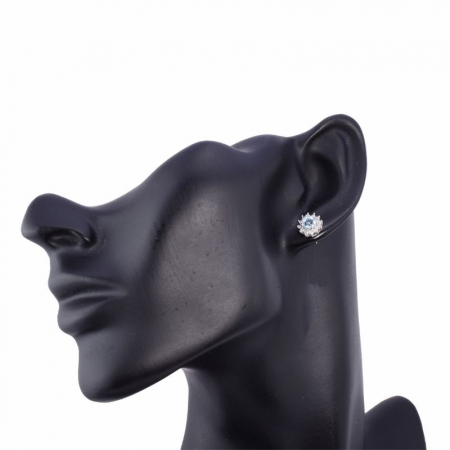 Cercei de argint Margarete cu topaz albastru si CZ [1]