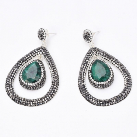 Cercei din argint cu smarald si hematit Stralucire Infinita [2]