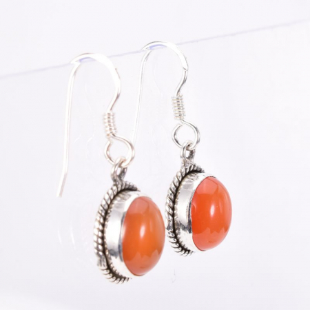 Cercei lungi argint carneol Funie Rasucita [1]