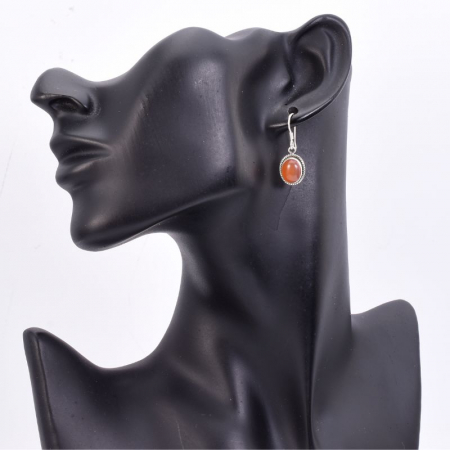 Cercei lungi argint carneol Funie Rasucita [2]