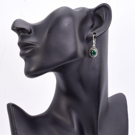 Cercei lungi argint malachit Funie Rasucita [2]