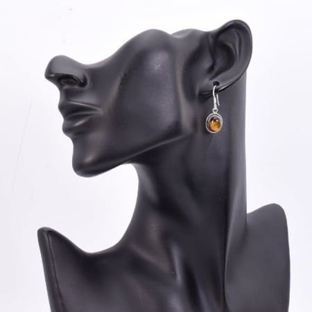 Cercei lungi argint ochi de tigru Funie Rasucita [2]