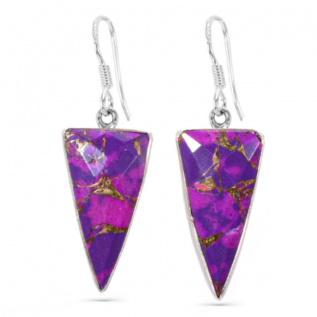 Cercei lungi argint - turcoaz cupru Triunghi Purpuriu [0]