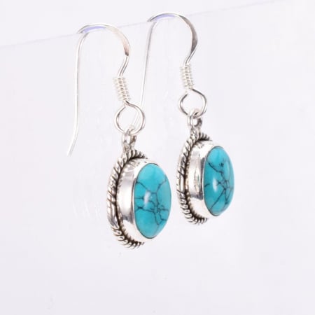 Cercei lungi argint cu turcoaz Funie Rasucita [1]