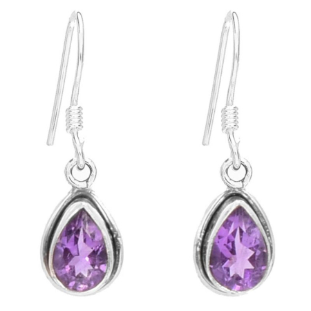 Cercei lungi de argint cu ametist para, fatetat