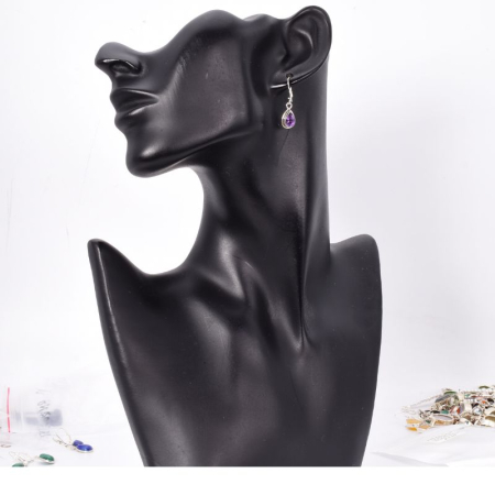 Cercei lungi de argint cu ametist para, fatetat [1]