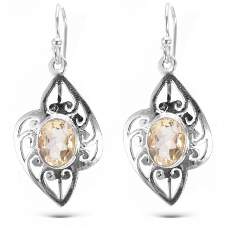 Cercei lungi de argint cu citrin oval Accent Solar [2]