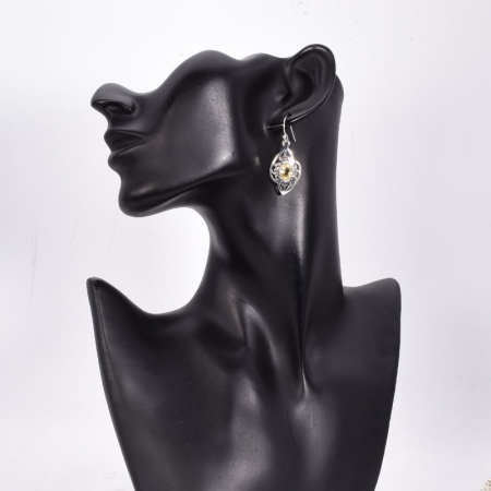 Cercei lungi de argint cu citrin oval Accent Solar [1]