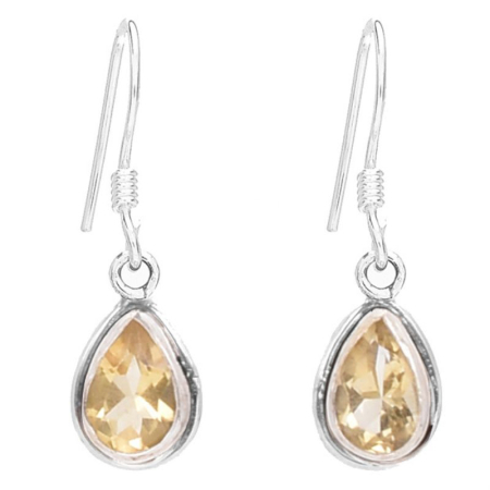 Cercei lungi de argint cu citrin para, fatetat