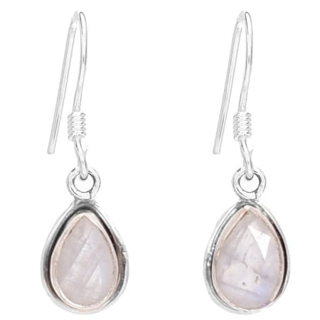 Bijuterii pietre semipretioase - Cercei lungi de argint cu piatra lunii para, fatetat