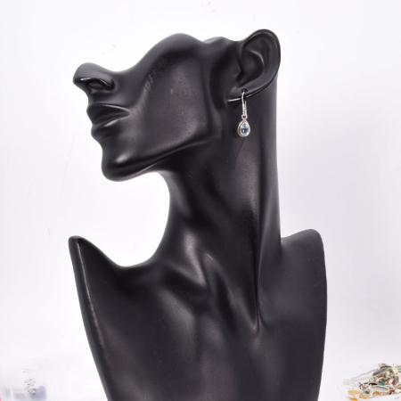 Cercei lungi de argint cu topaz albastru para, fatetat [1]