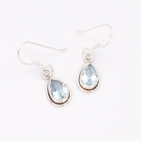 Cercei lungi de argint cu topaz albastru para, fatetat [2]