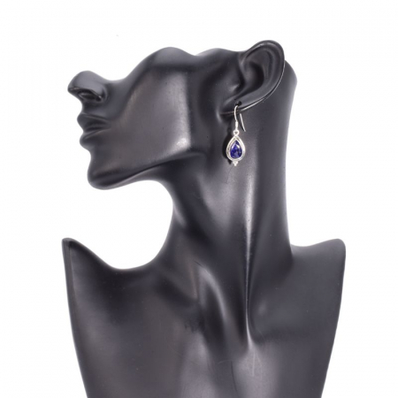 Cercei lungi safir albastru para in rame argint [3]