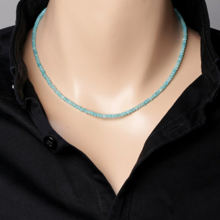 Colier argint amazonit 3 mm, lungime 45 cm [1]