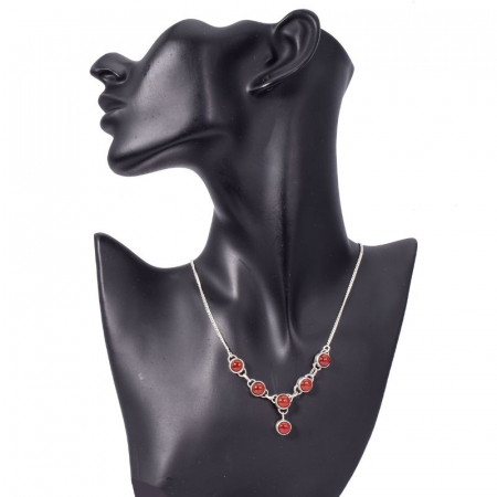 Colier argint cu pietre agat rosu translucid [2]