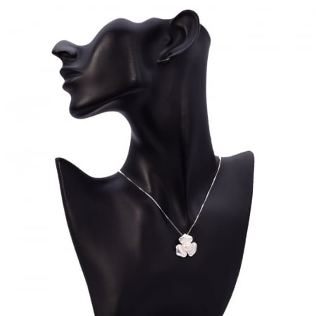 Colier argint model floral cu perla, lantisor 45 cm [1]