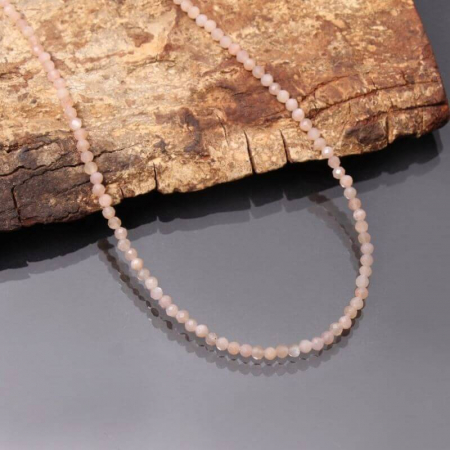 Colier argint piatra lunii piersica 3 mm [0]