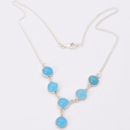 Colier cu calcedonia albastra din argint Soaptele Cerului [2]