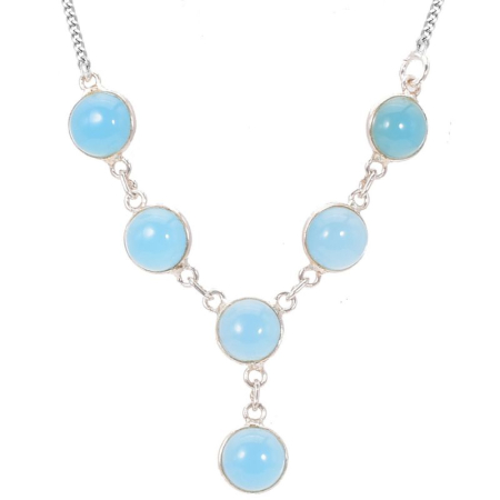 Colier cu calcedonia albastra din argint Soaptele Cerului