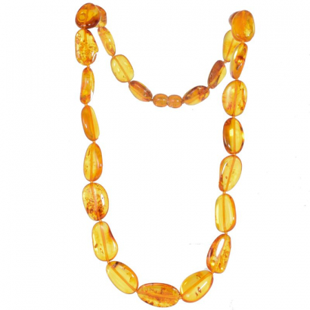 Colier cu chihlimbar cognac pe fir textil 47 cm