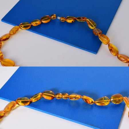 Colier cu chihlimbar cognac pe fir textil 47 cm [3]