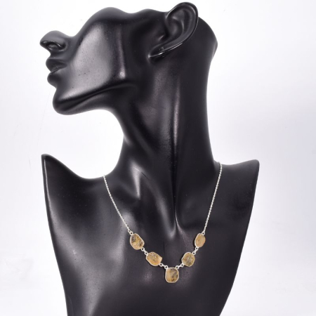 Colier cu citrin brut din argint Sclipiri de Miere [1]