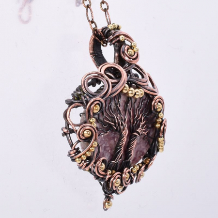 Colier cupru cu lepidolit Copacul Vietii [3]